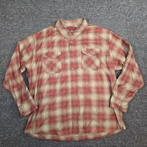 Dixxon Flannel Shirt Men’s 4X Brown The Juarez Button Up Flannel Pearl Snaps